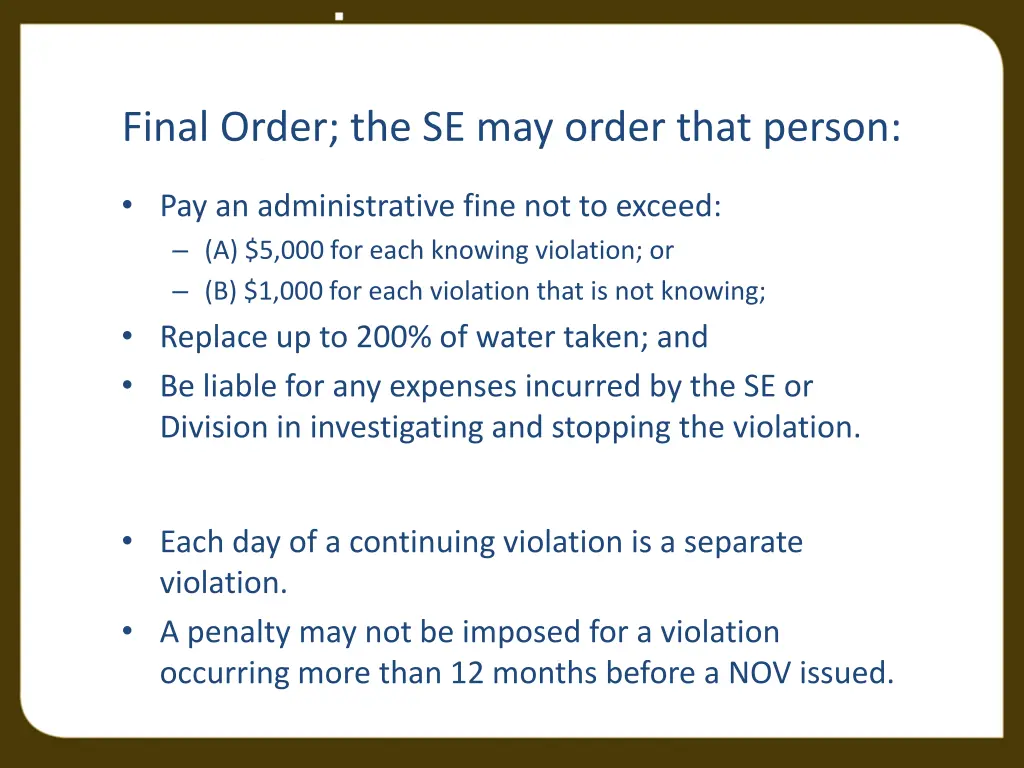 final order the se may order that person