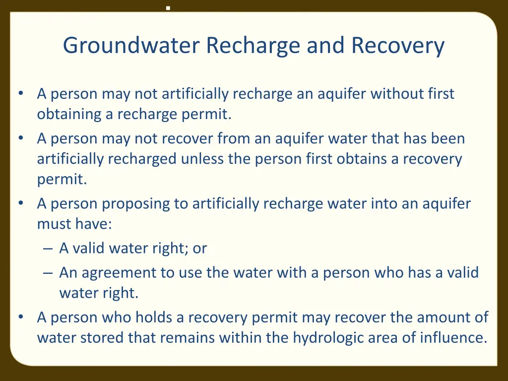 groundwater recharge and recovery 1