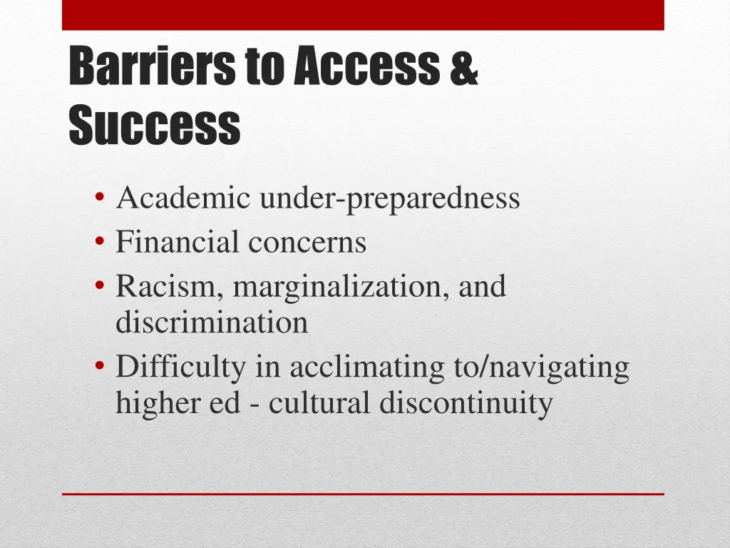 barriers to access success 1