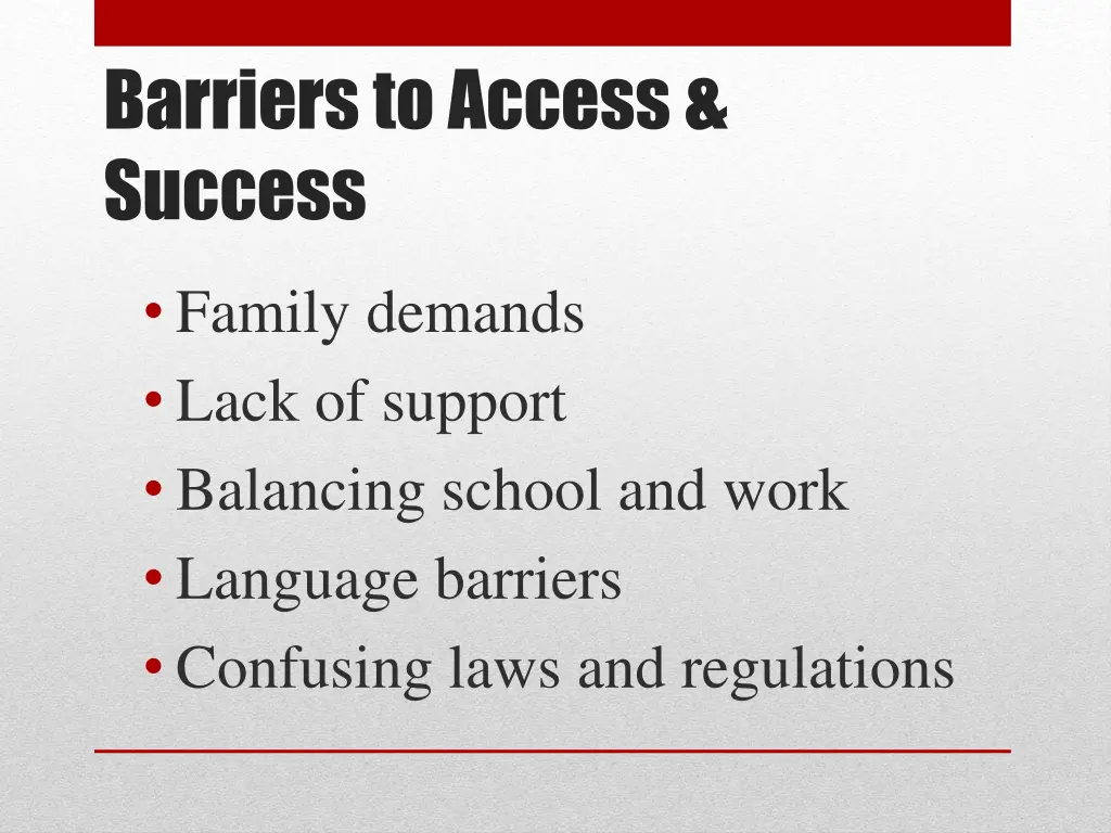 barriers to access success 2