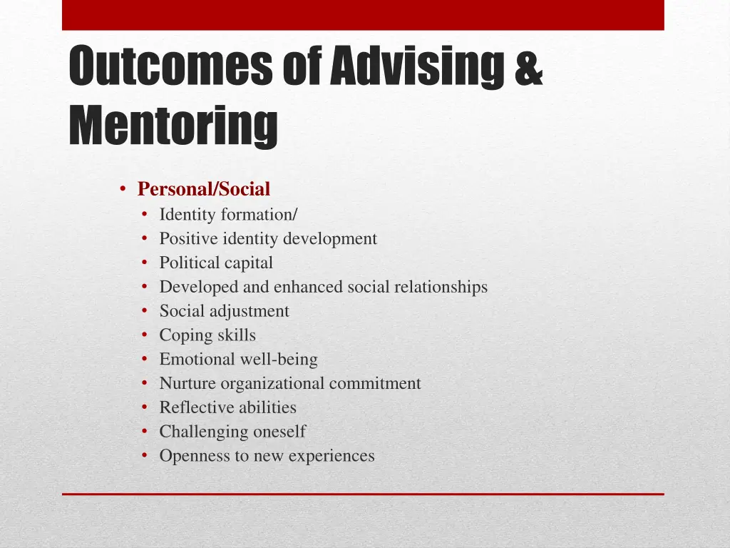 outcomes of advising mentoring 1