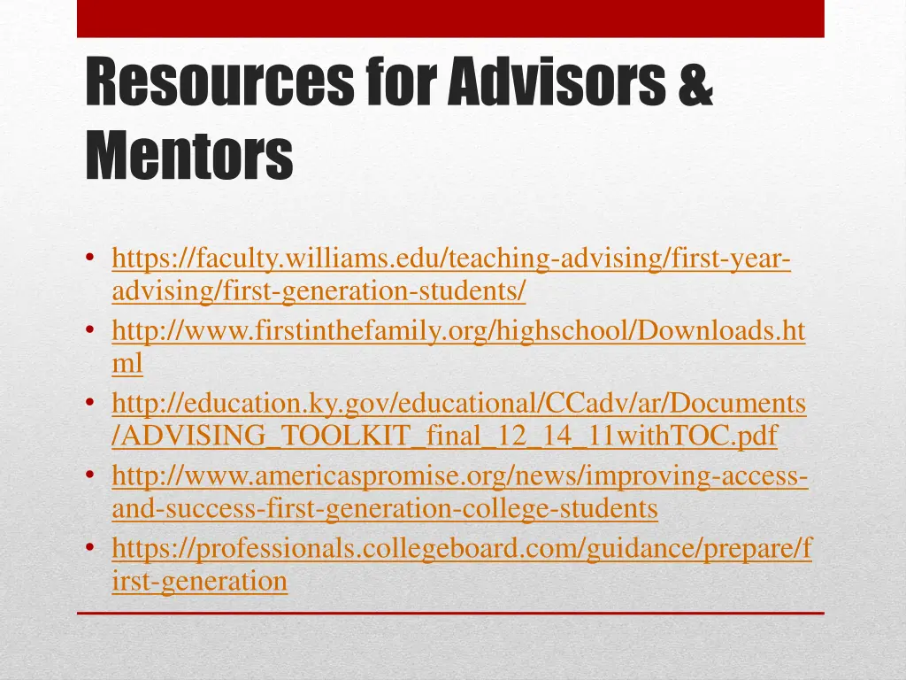 resources for advisors mentors