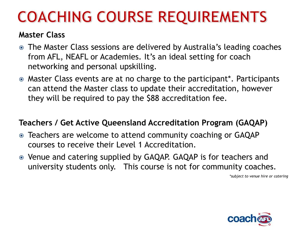 coaching course requirements 1