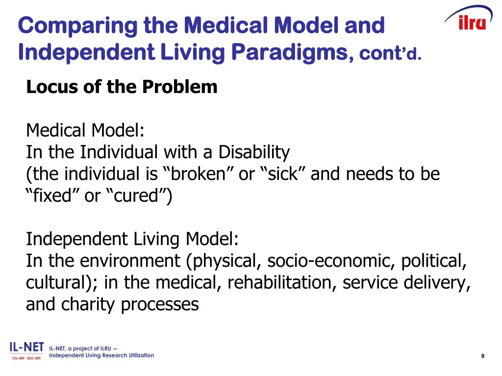 comparing the medical model and comparing 1