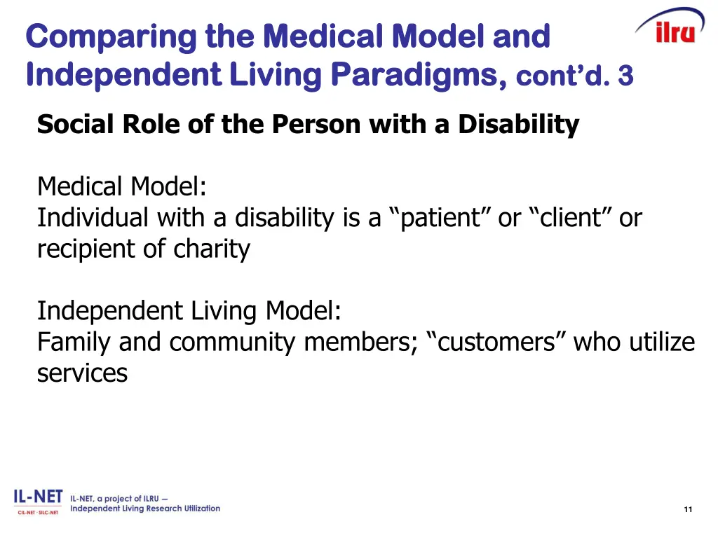 comparing the medical model and comparing 3