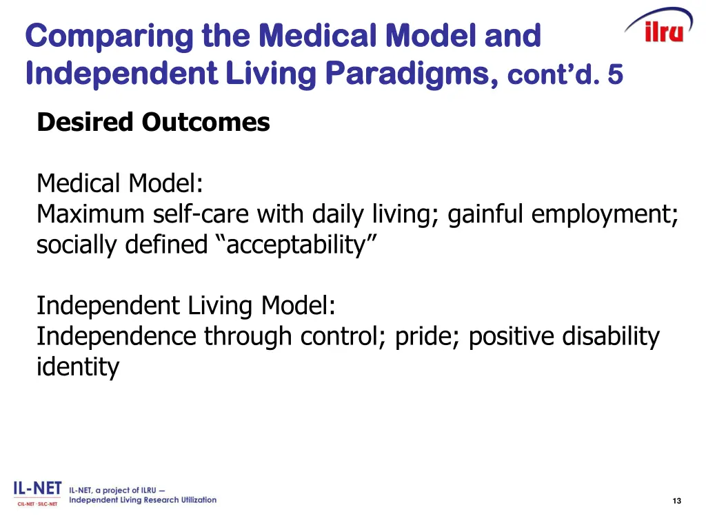 comparing the medical model and comparing 5