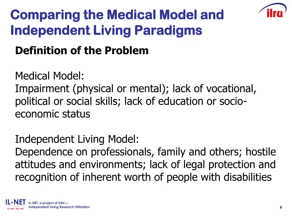 comparing the medical model and comparing