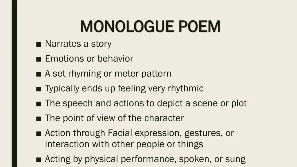 monologue poem monologue poem narrates a story