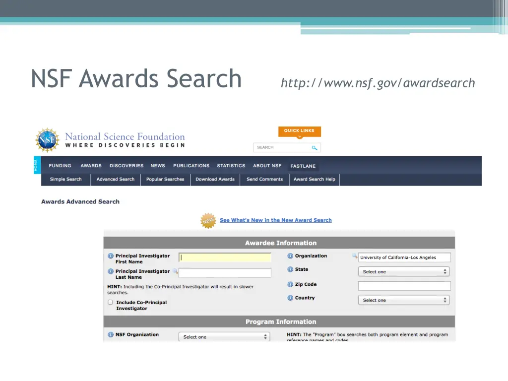 nsf awards search