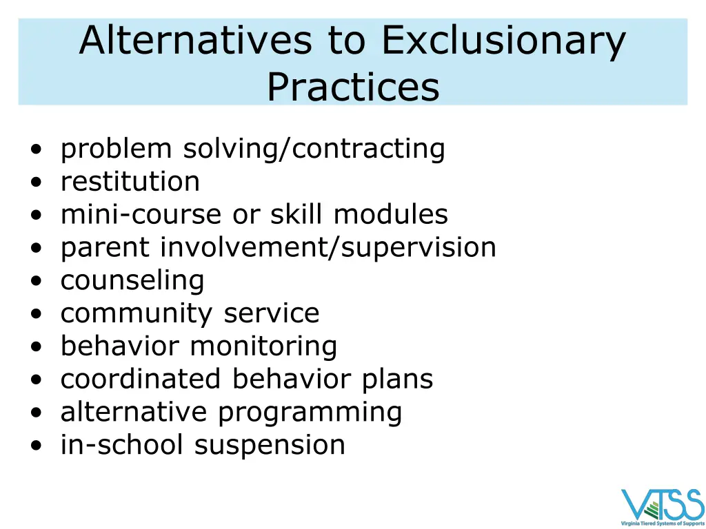 alternatives to exclusionary practices