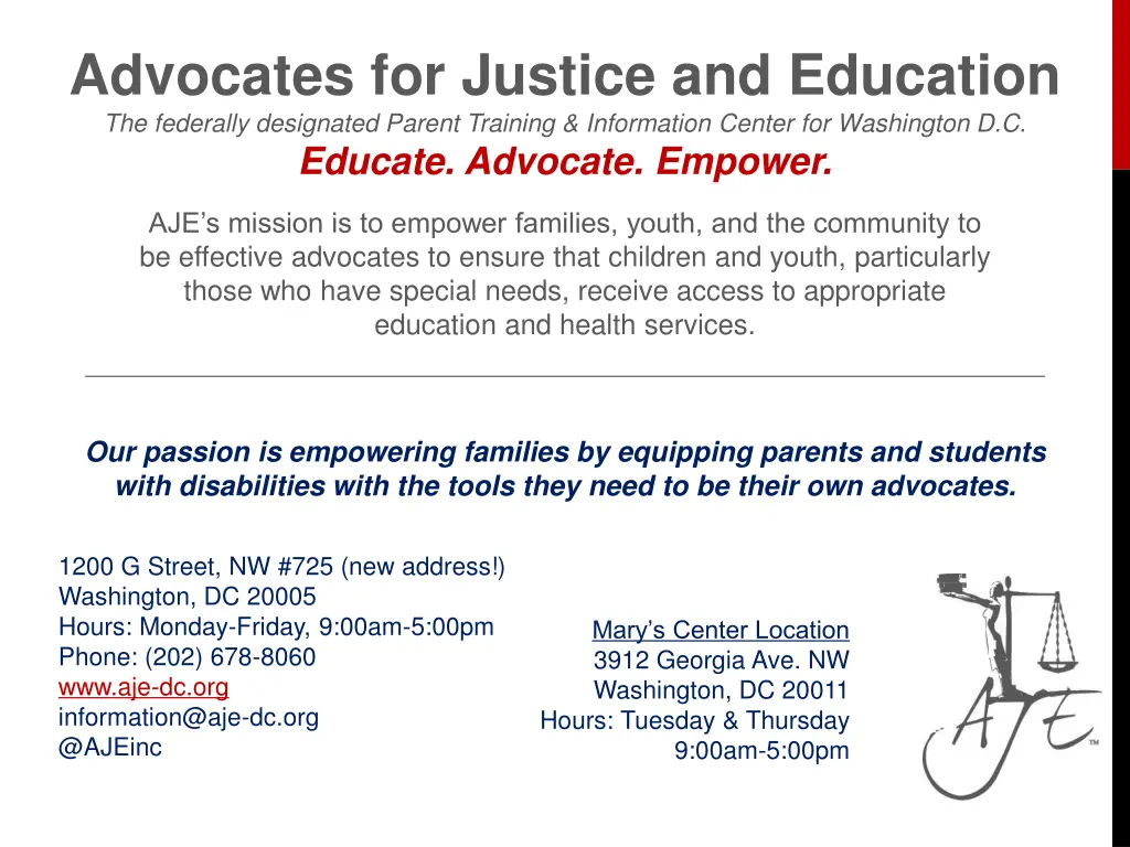 advocates for justice and education the federally