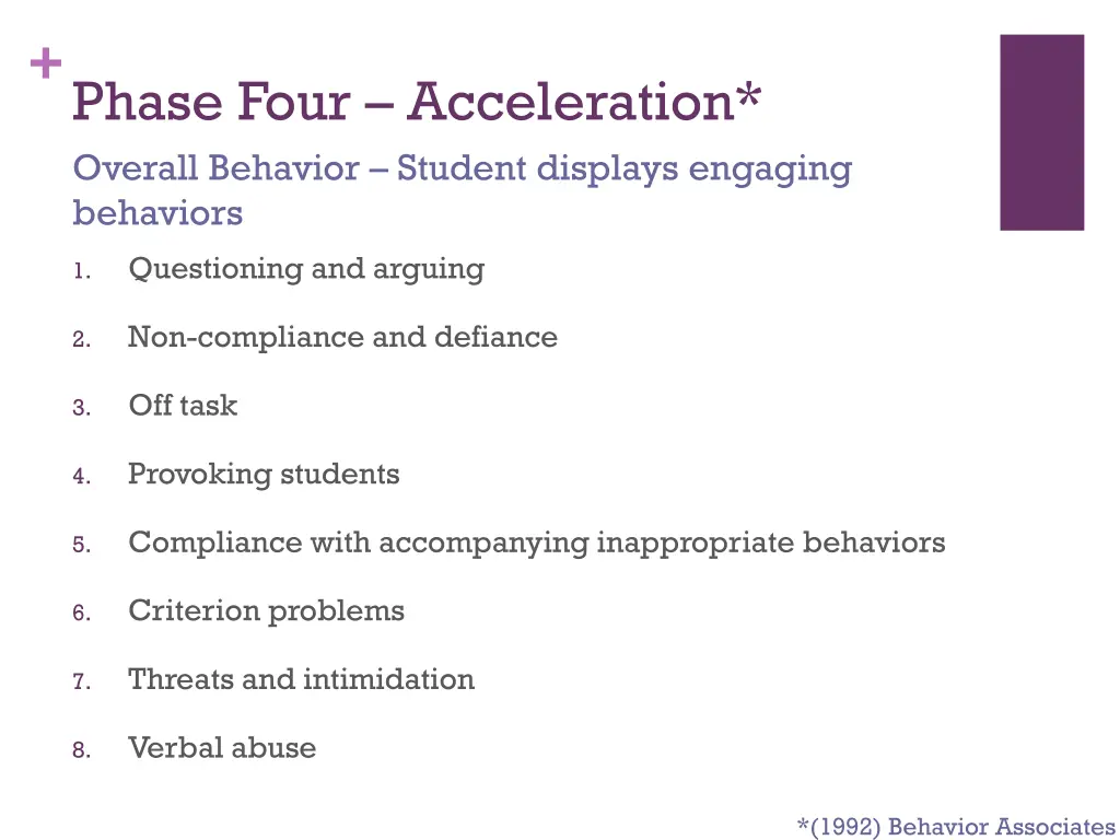 phase four acceleration overall behavior student