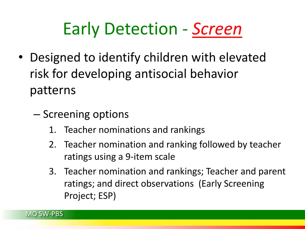 early detection screen