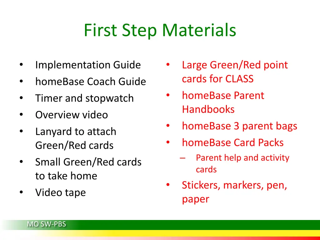 first step materials