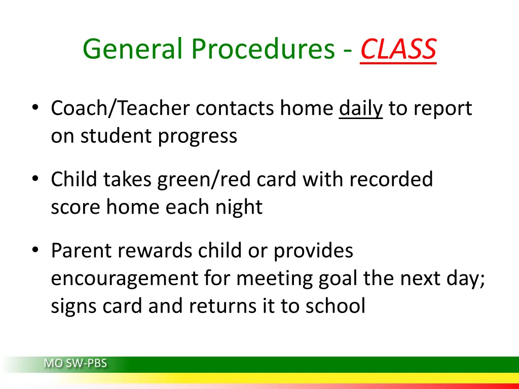 general procedures class 1