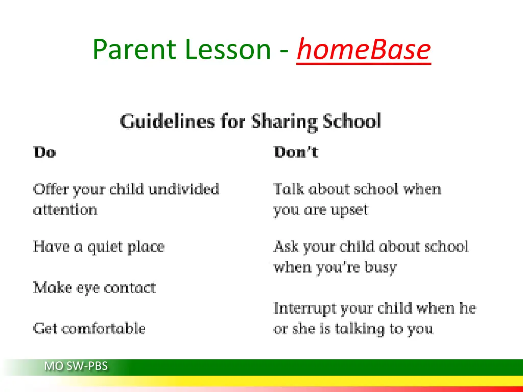 parent lesson homebase