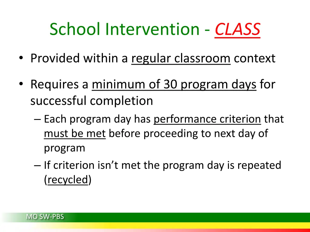 school intervention class 1