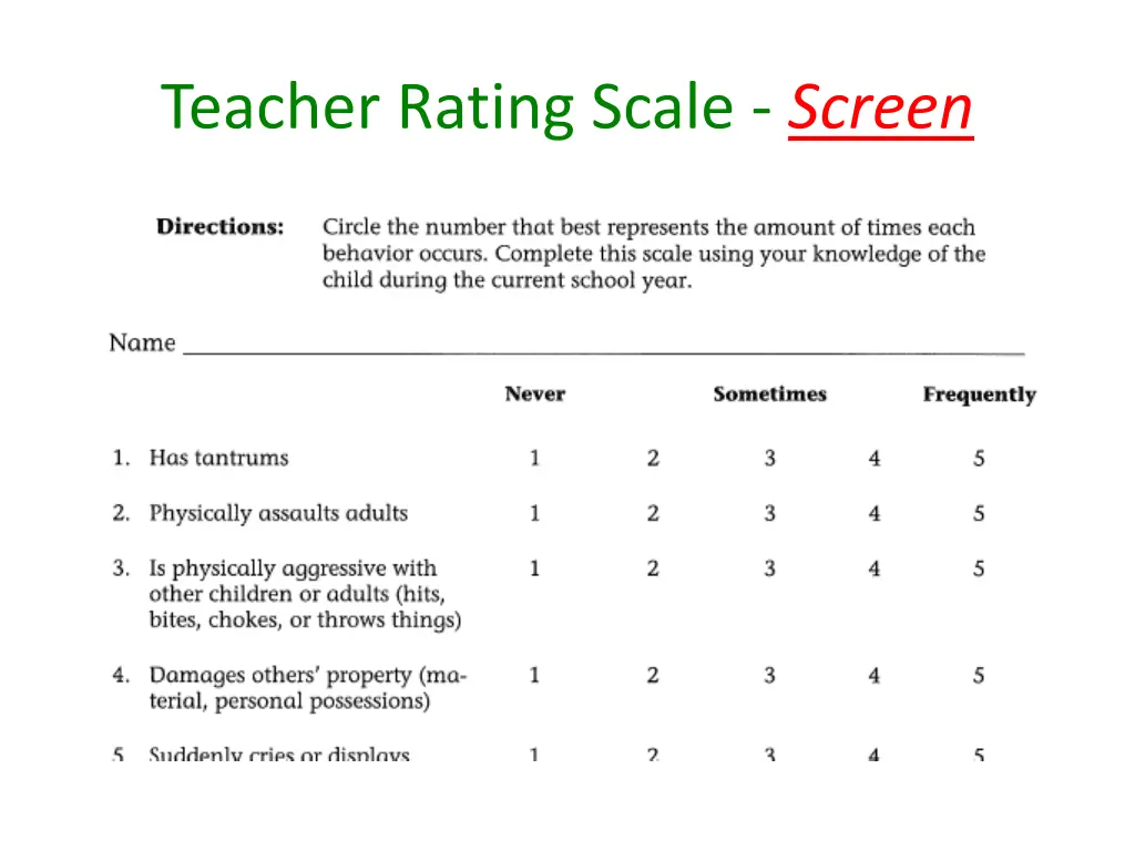 teacher rating scale screen