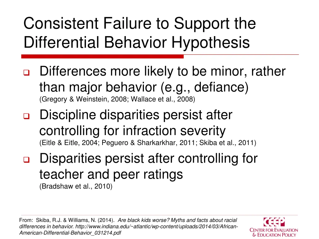 consistent failure to support the differential