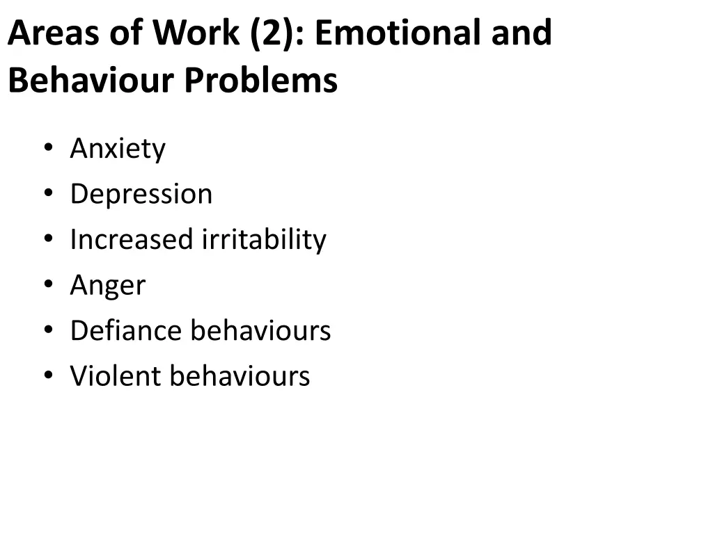 areas of work 2 emotional and behaviour problems