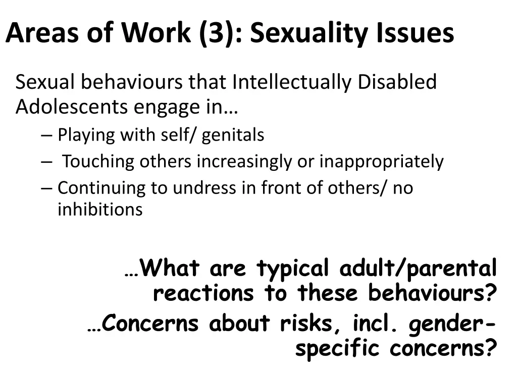 areas of work 3 sexuality issues