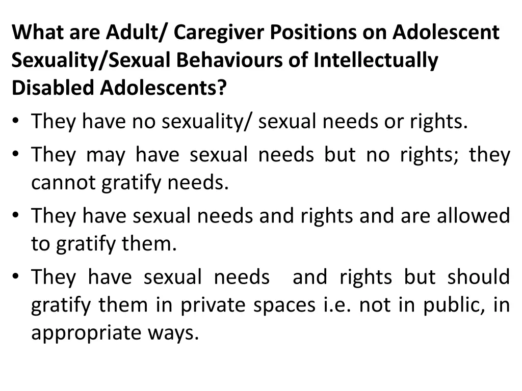 what are adult caregiver positions on adolescent