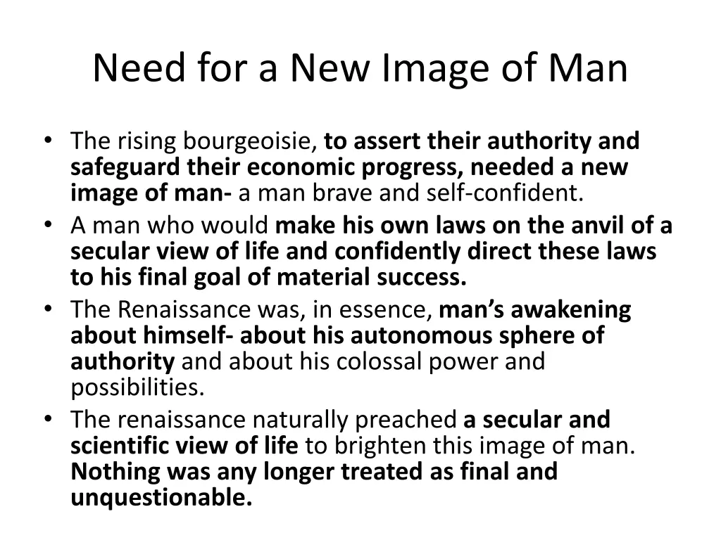 need for a new image of man