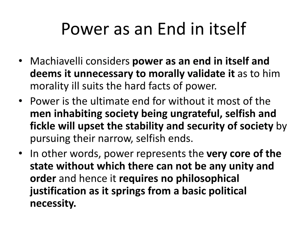 power as an end in itself