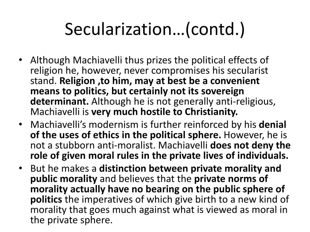 secularization contd