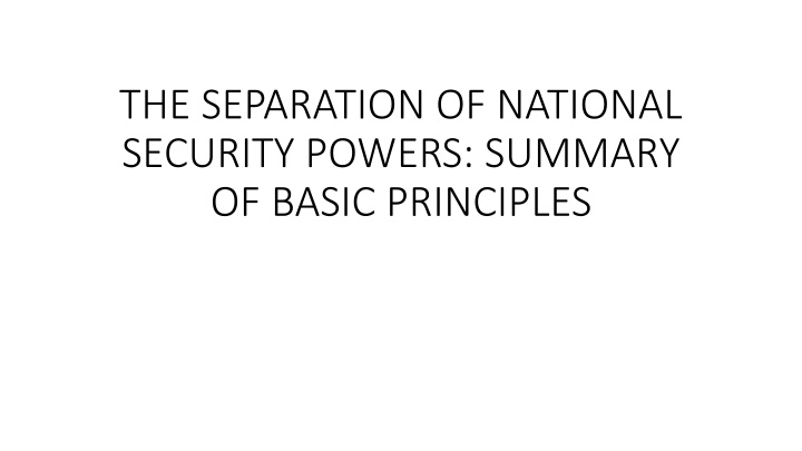 the separation of national security powers