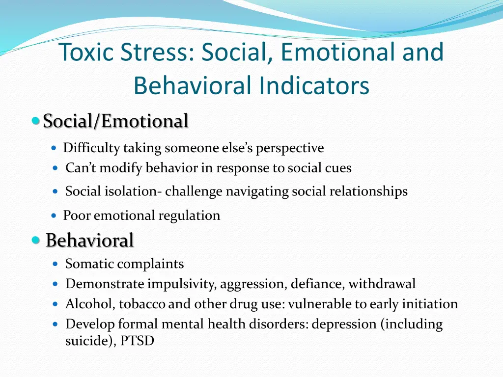 toxic stress social emotional and behavioral