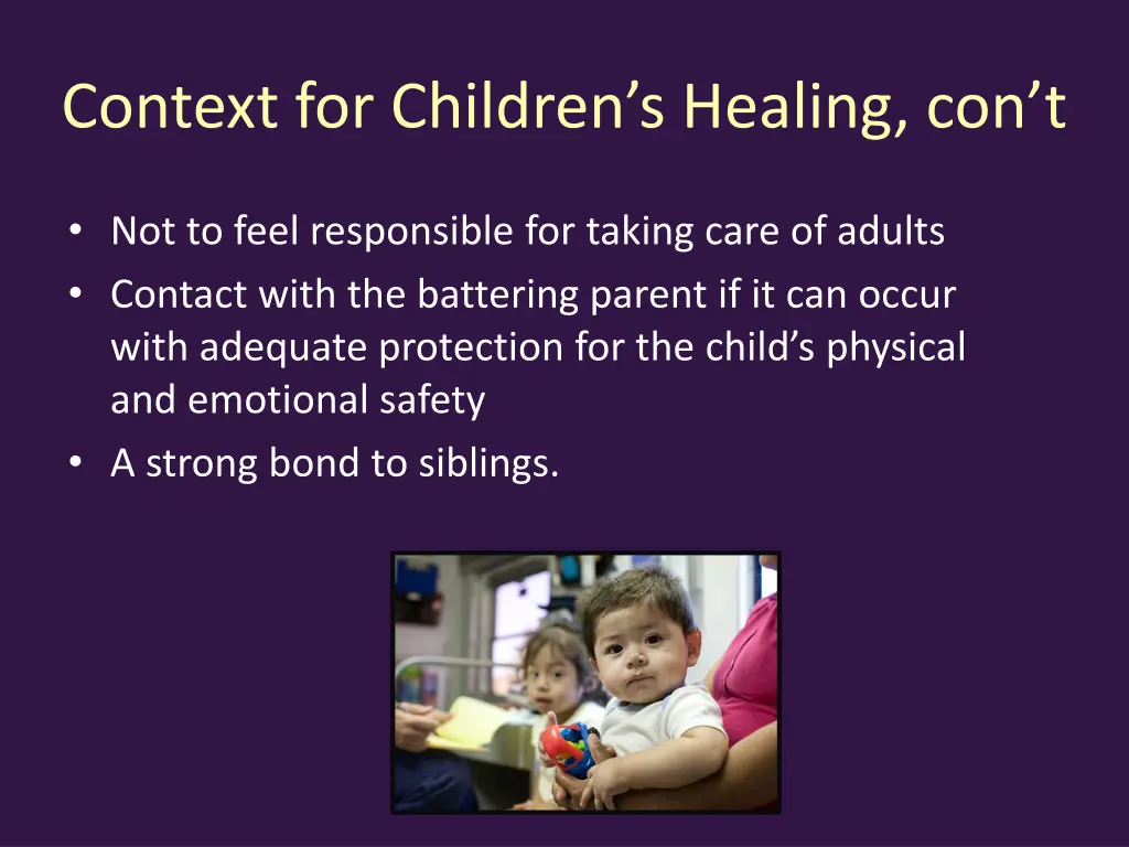 context for children s healing con t