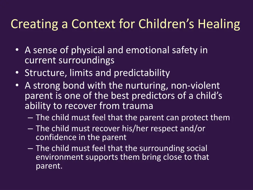 creating a context for children s healing