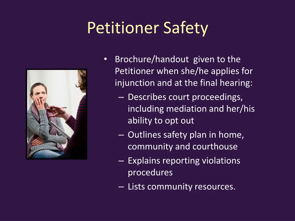 petitioner safety