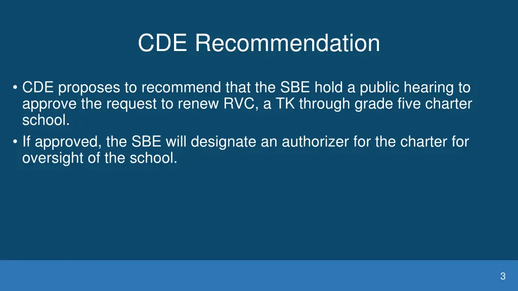 cde recommendation