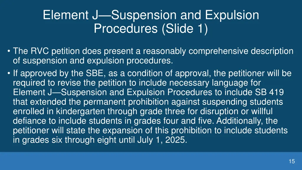 element j suspension and expulsion procedures