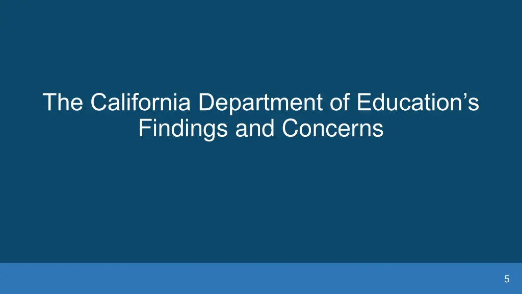 the california department of education s findings