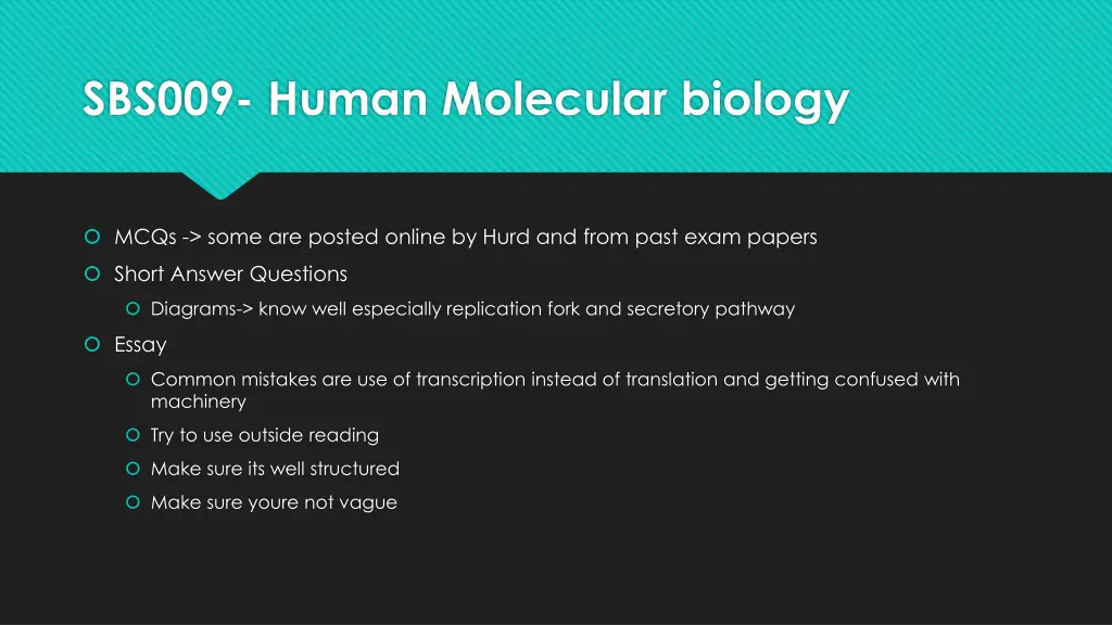 sbs009 human molecular biology