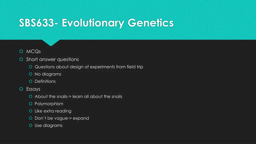 sbs633 evolutionary genetics