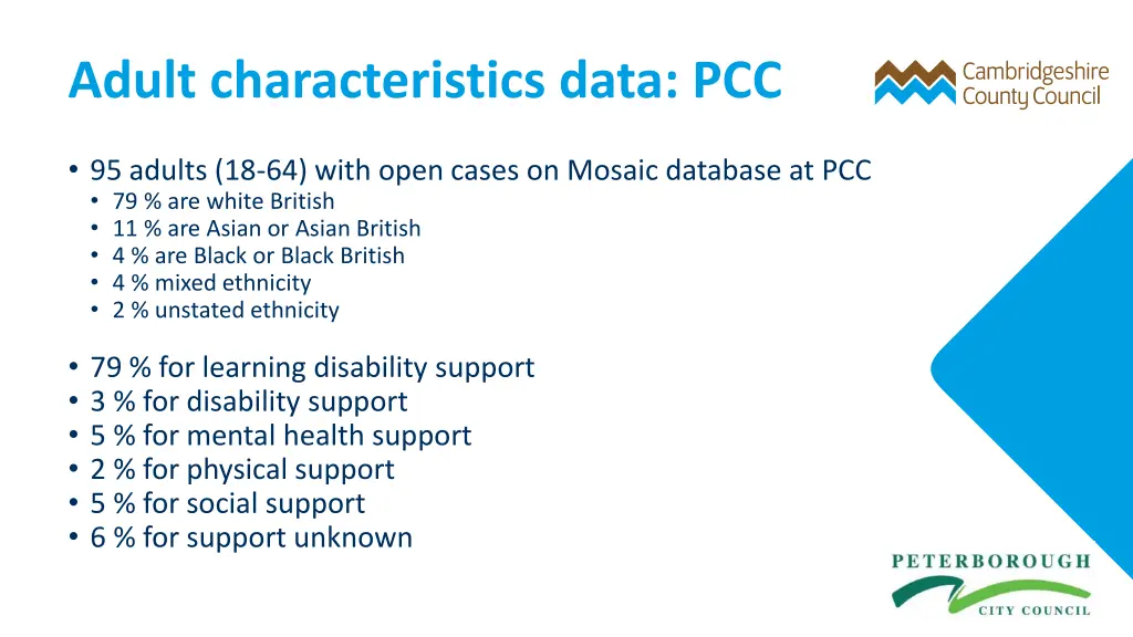 adult characteristics data pcc