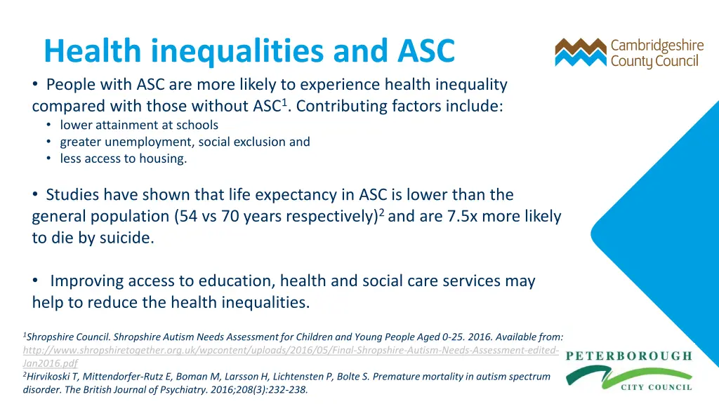 health inequalities and asc people with