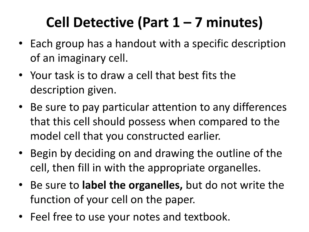 cell detective part 1 7 minutes each group