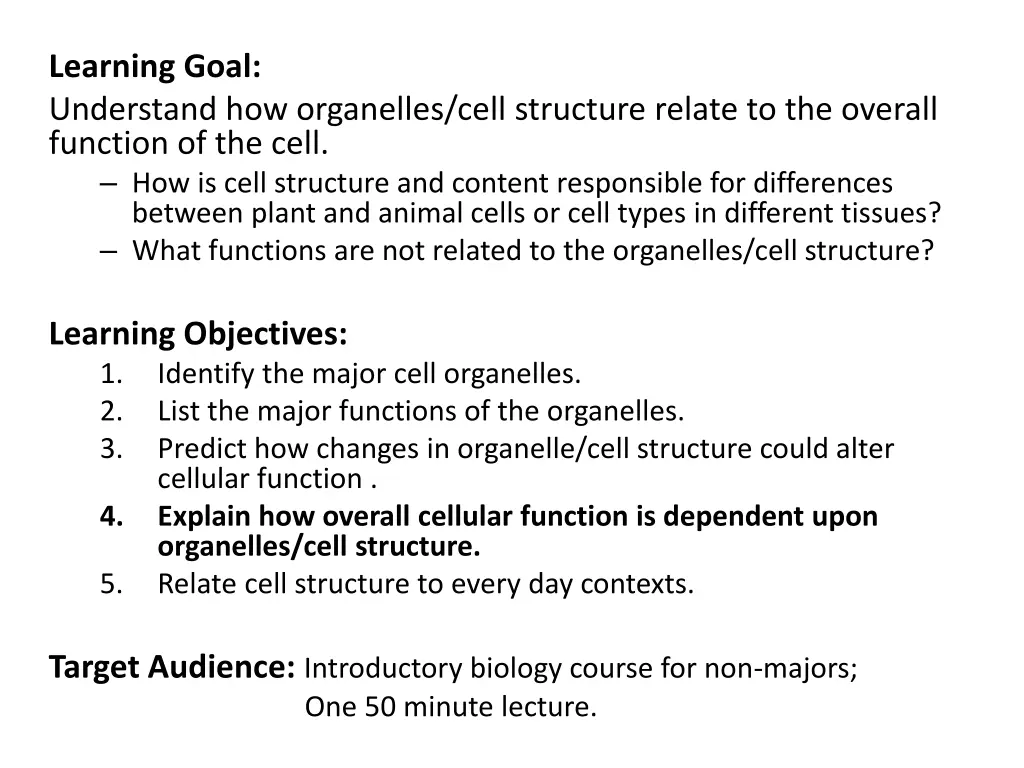 learning goal understand how organelles cell