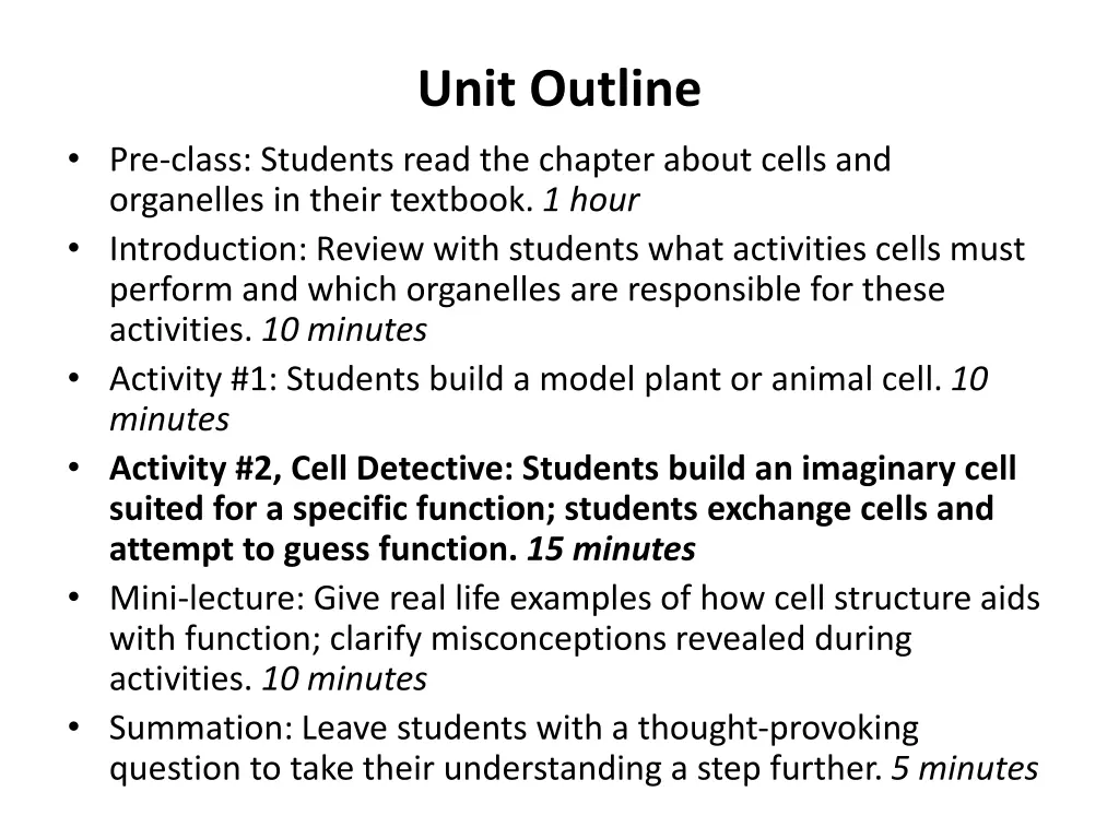 unit outline