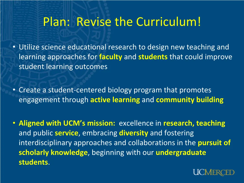 plan revise the curriculum