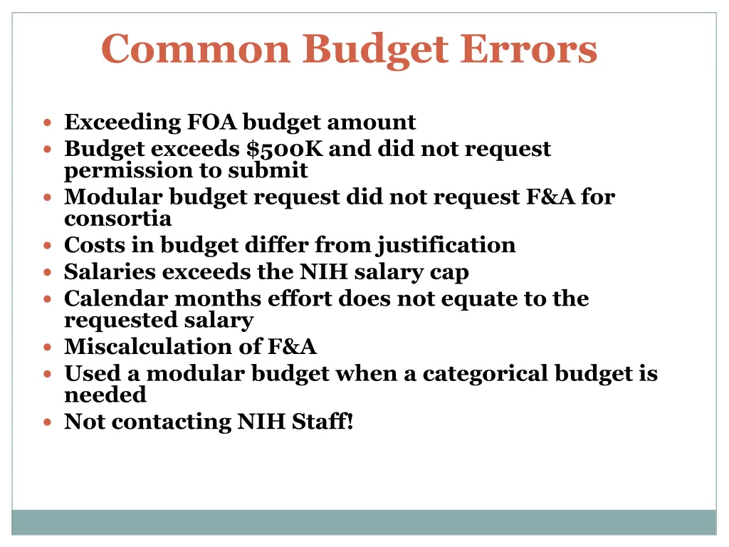 common budget errors