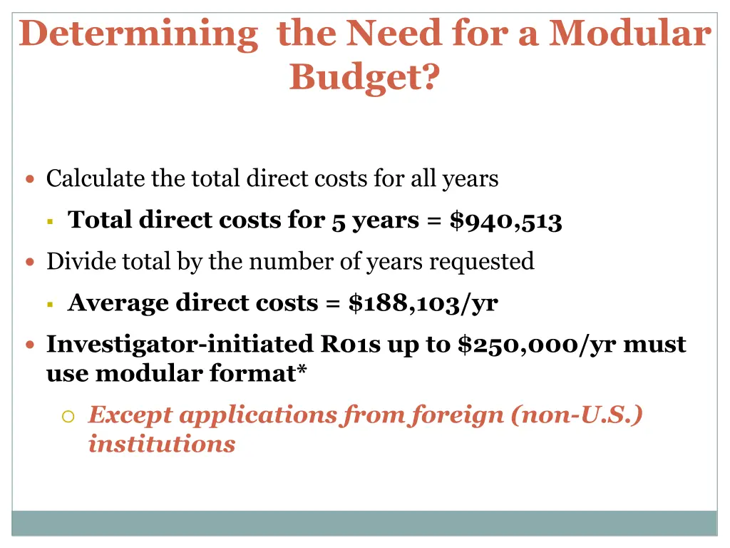 determining the need for a modular budget