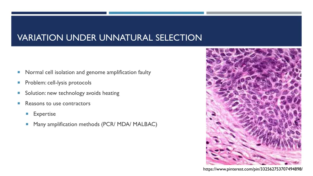 variation under unnatural selection