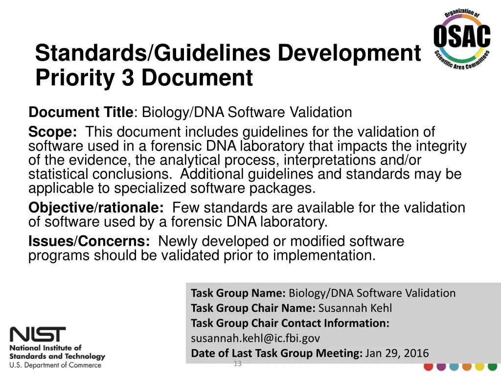 standards guidelines development priority 4