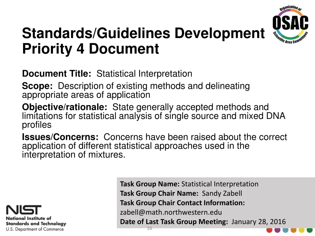 standards guidelines development priority 6